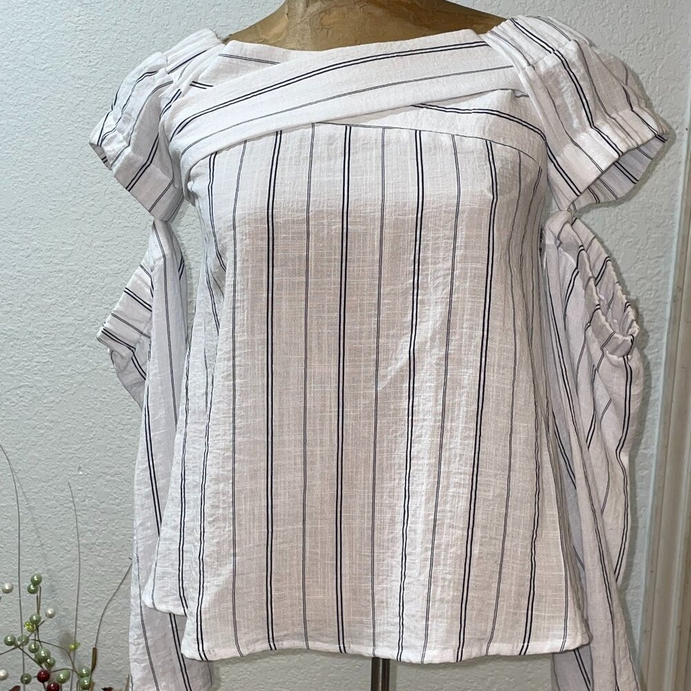 NWT $150 Funky Striped Off Shoulder Cold Shoulder Blouse ELLIATT XS 2 4